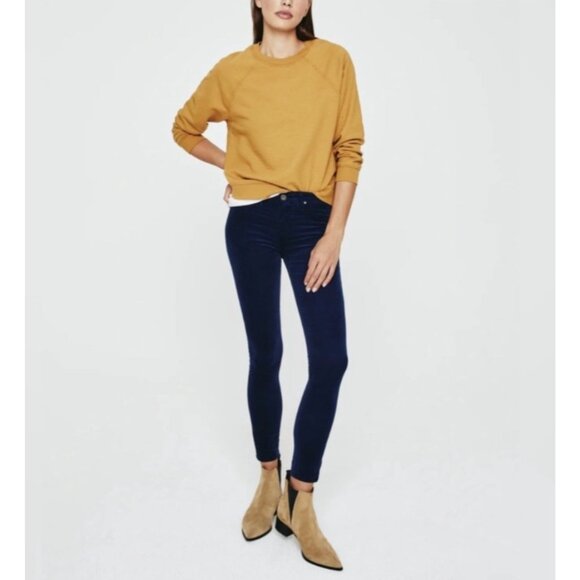 AG Adriano Goldschmied Size 26 Blue Velvet Velour Legging Pant Super Skinny - Picture 14 of 16